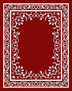Deep Red Ornate Blossom Vine Border Rug