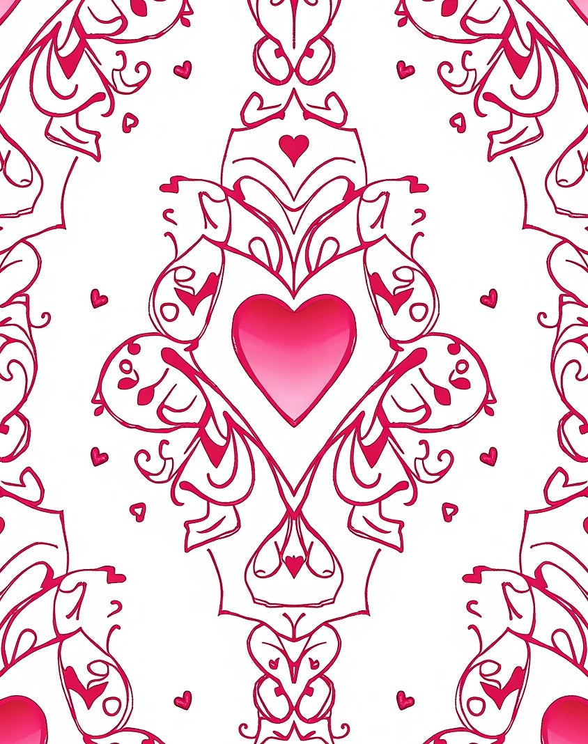 Sweet Pink Heart Mandala Rug