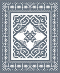 Gray White Geometric Medallion Lattice Rug