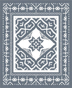 Gray White Geometric Medallion Lattice Rug