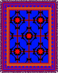 Bold Blue Red Geometric Medallion Rug