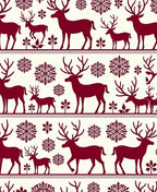 Deep Red Deer Snowflake Holiday Art Rug