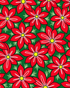 Vibrant Red Poinsettia Floral Garden Rug