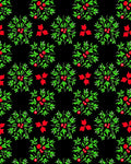 Black Green Red Berry Wreath Cluster Rug