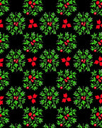Black Green Red Berry Wreath Cluster Rug