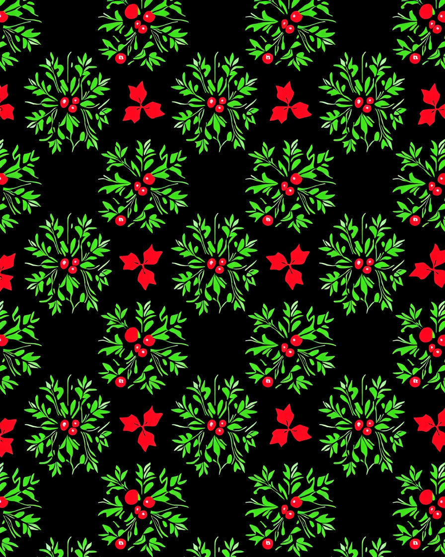Black Green Red Berry Wreath Cluster Rug