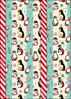Red White Striped Penguin Candy Lane Rug