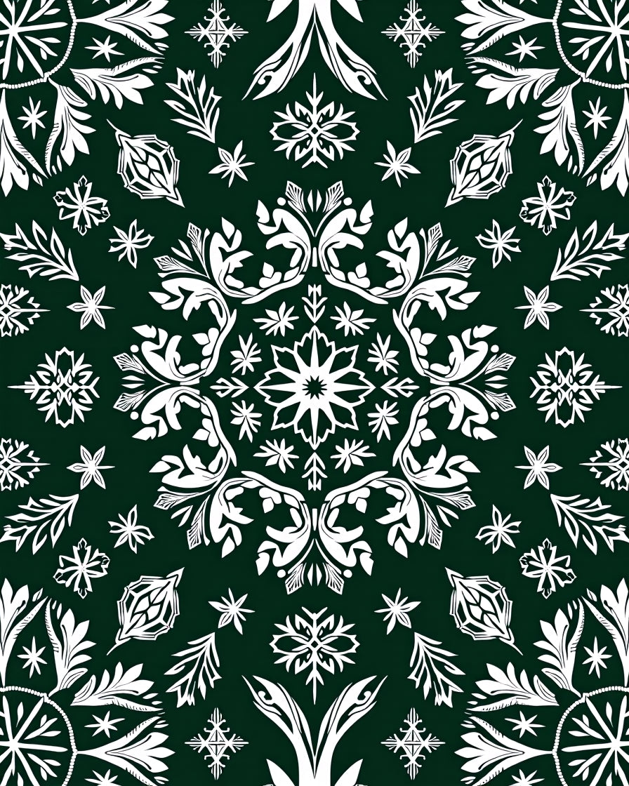 White Leafy Mandala Medallion Emerald Rug