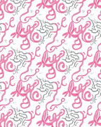 Pink Whimsical Script Starburst Rug