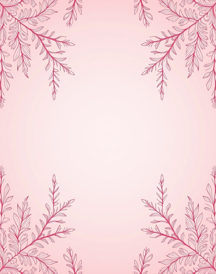 Delicate Pink Floral Branch Frame Rug