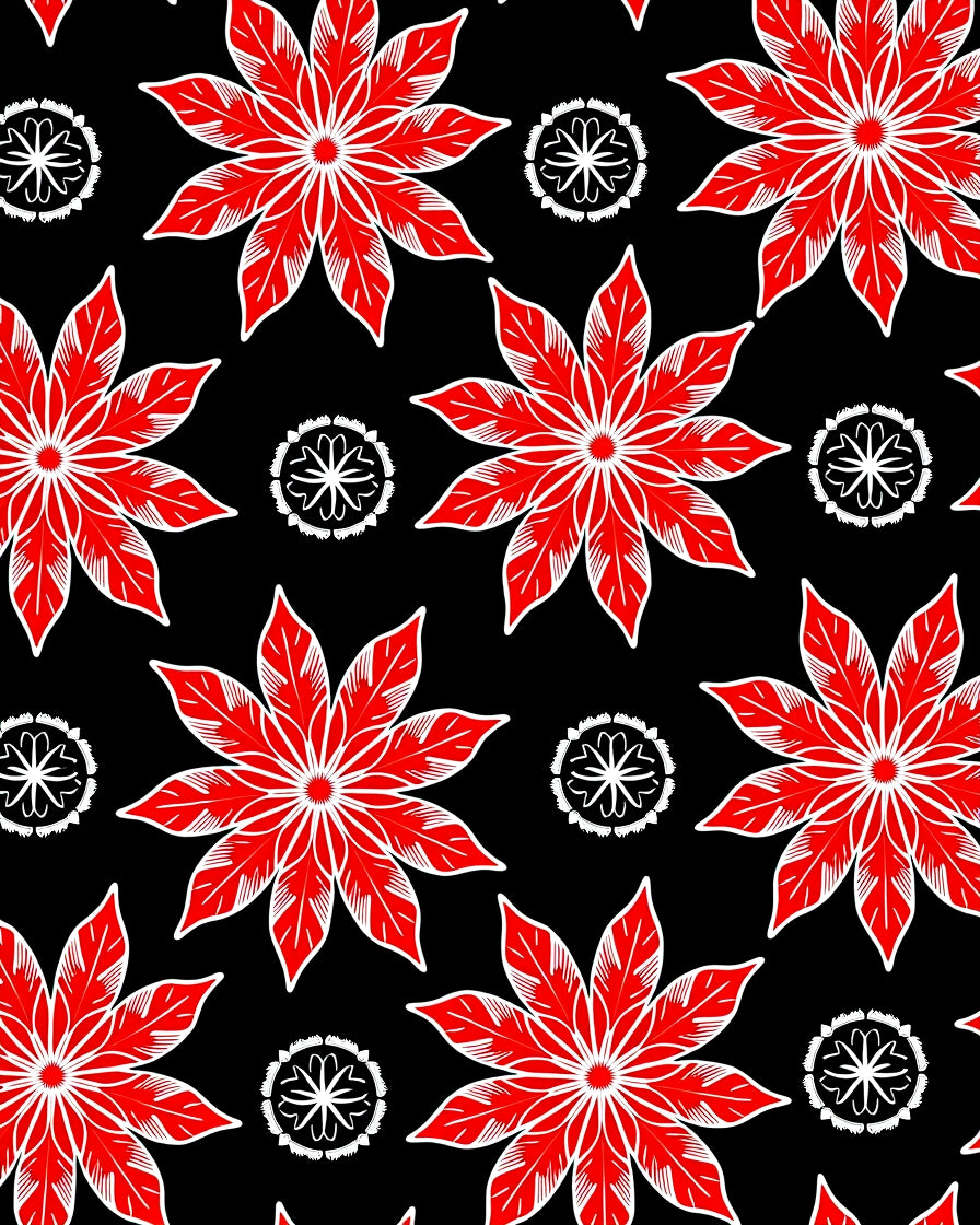 Bold Red Floral Starburst Rug