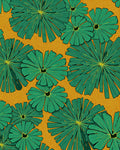 Vibrant Green Lotus Mustard Swirl Rug
