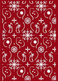 Crimson White Snowflake Holiday Folk Rug