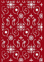 Crimson White Snowflake Holiday Folk Rug