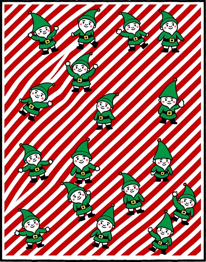 Christmas Elves Stripe Red Green Rug