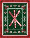Crimson White Candy Cane Foliate Border Rug