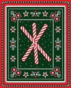 Crimson White Candy Cane Foliate Border Rug