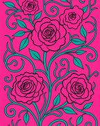 Bold Pink Floral Vine Swirl Rug