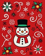 Jolly Snowman Red Holly Snowflake Rug