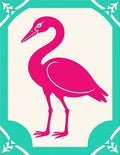 Hot Pink Crane Teal Border Rug