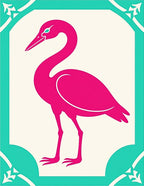 Hot Pink Crane Teal Border Rug