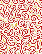 Crimson Swirls with Golden Stars Rug