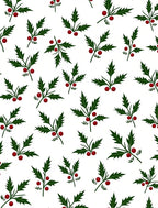 Green Holly Christmas Berry Sprigs Rug