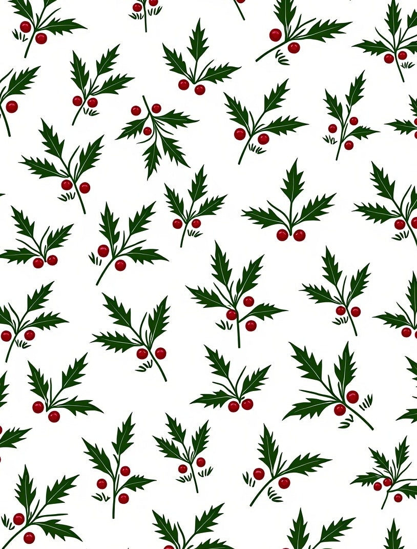 Green Holly Christmas Berry Sprigs Rug