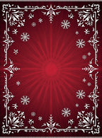 Deep Red Burst Snowflake Frame Rug