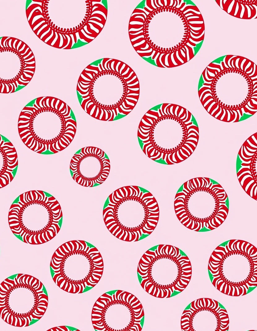 Red Green Ringed Circular Holiday Rug