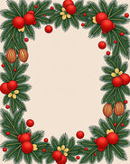 Festive Red Pine Garland Ornament Rug