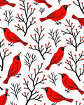 Red Cardinals Winter Berry Branches Rug