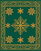 Emerald Green Golden Floral Medallion Border Rug