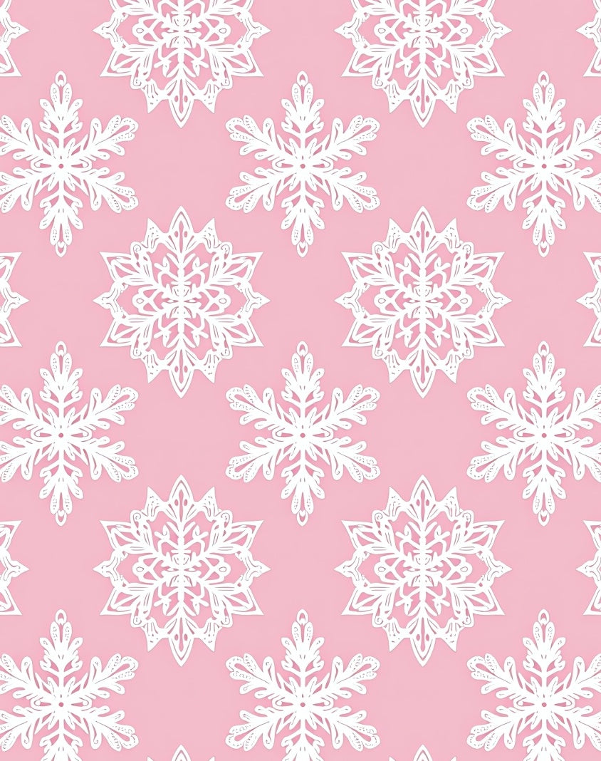 White Snowflake Pink Pastel Overlay Rug