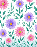 Pink Purple Daisy Garden Floral Rug