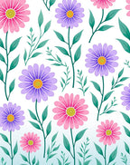 Pink Purple Daisy Garden Floral Rug