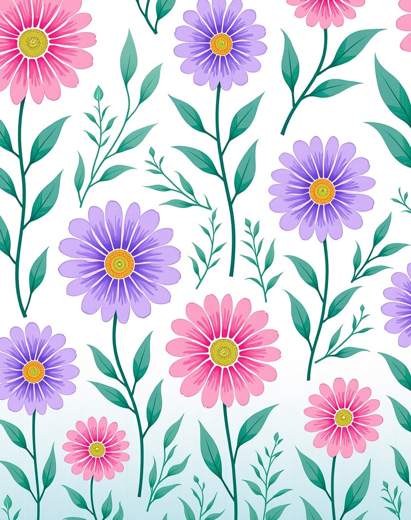 Pink Purple Daisy Garden Floral Rug