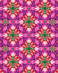 Vibrant Pink Red Green Floral Medallion Rug