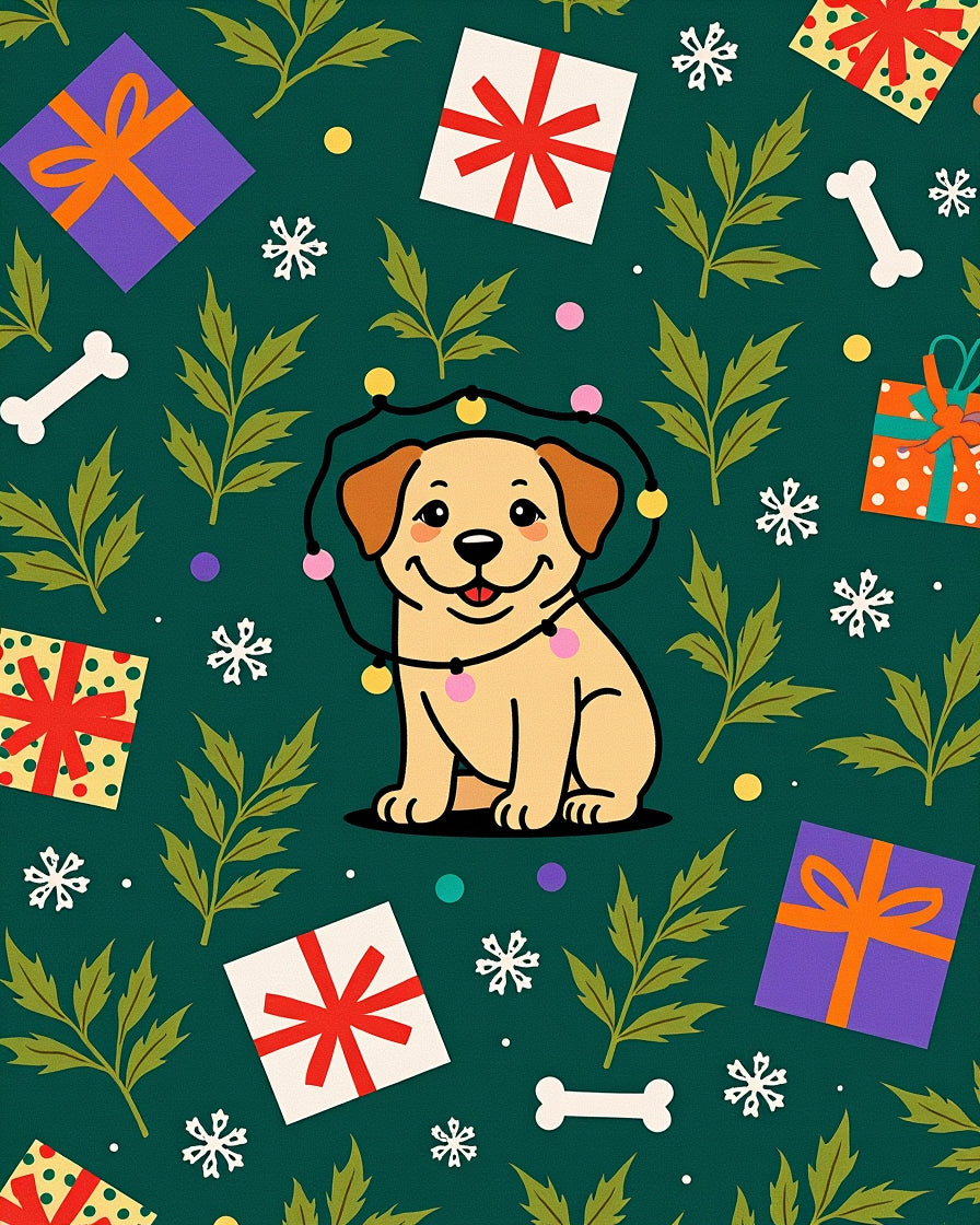 Cute Puppy Gifts Festive Holiday Garland Rug