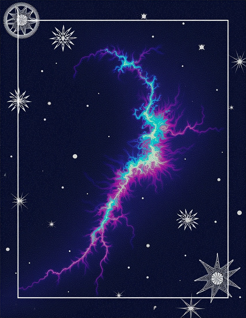 Celestial Nebula Lightning Burst Rug