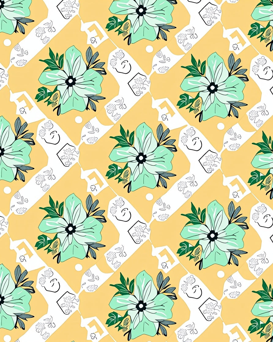 Mint Green Floral Lattice Accent Rug