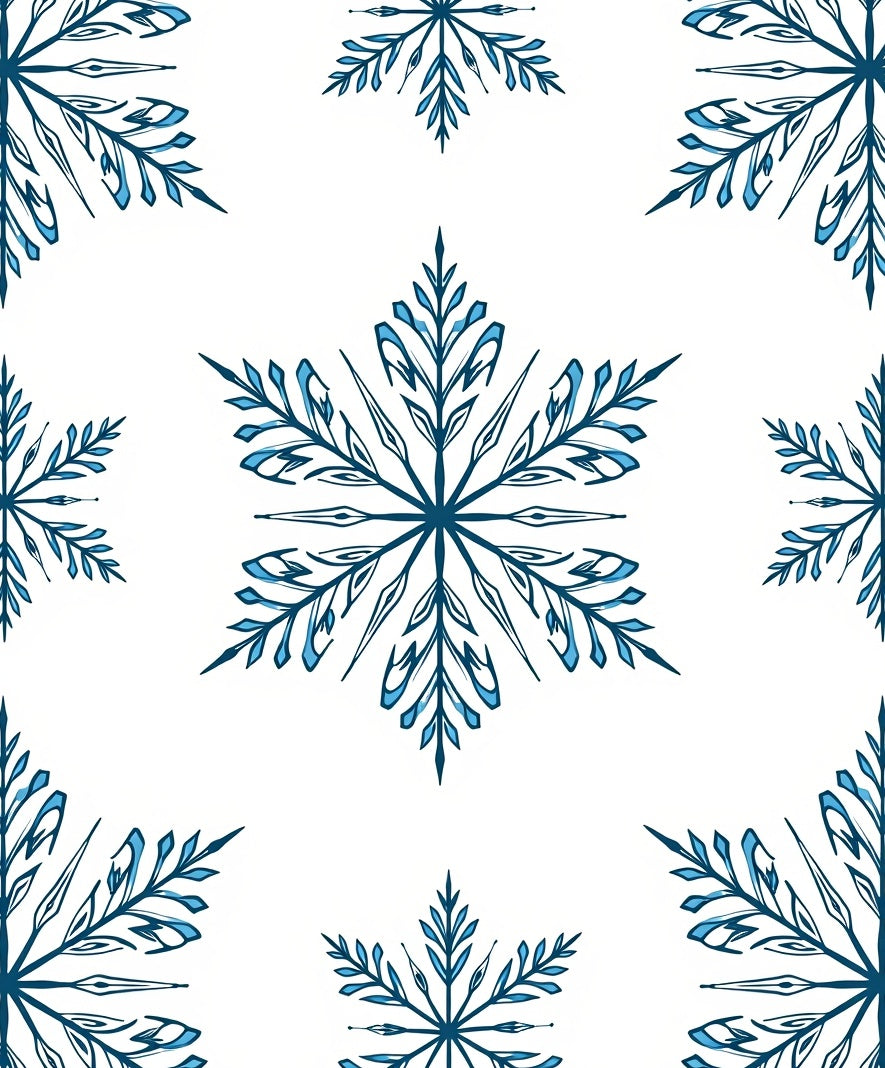 Dark Blue Snowflake Outline Textile Rug