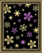 Black Snowflakes Gold Purple Border Rug