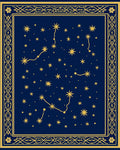 Deep Blue Golden Starry Constellation Border Rug