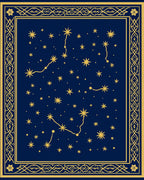 Deep Blue Golden Starry Constellation Border Rug