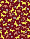 Whimsical Dog Snowflakes Crimson Rug