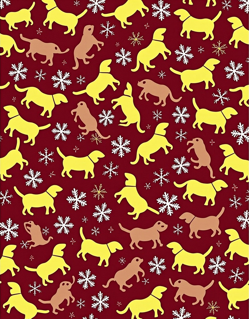 Whimsical Dog Snowflakes Crimson Rug