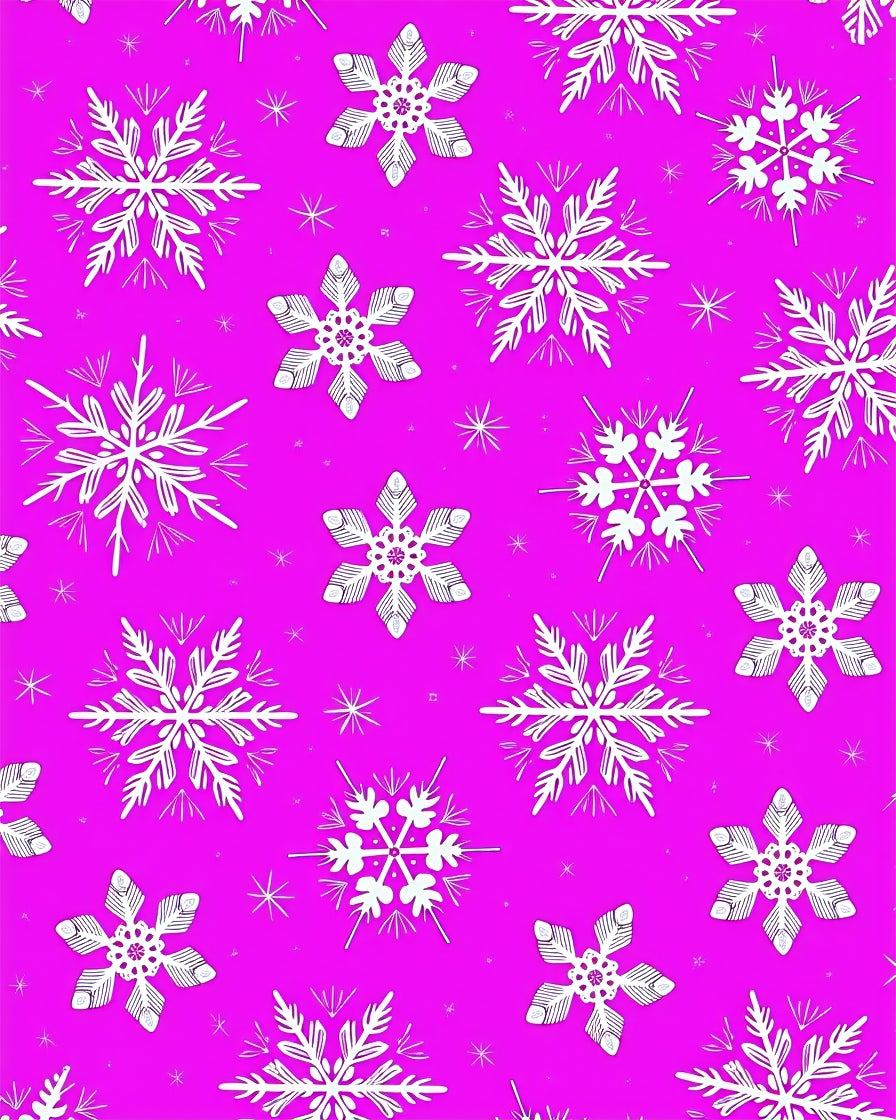 Vibrant Pink Snowflake Cluster Pattern Rug
