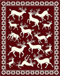 Crimson Deer Herd Border Rug