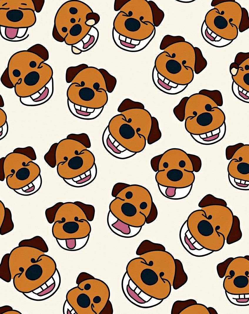 Happy Brown Dog Faces Repeating Pattern Rug